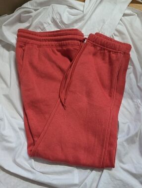 Coral Red Fleece Jogger Sweatpants